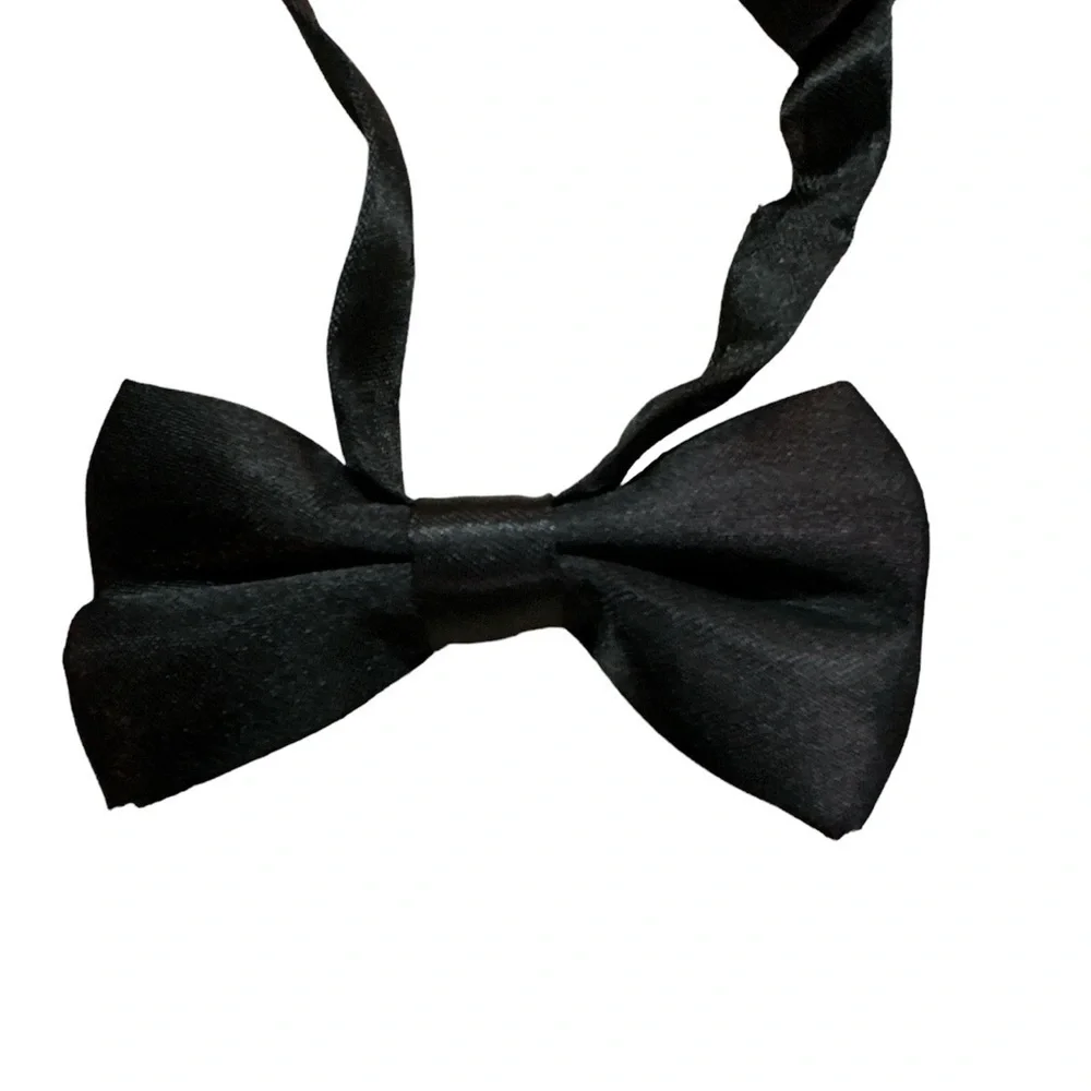 Child’s Black Bow Tie Wedding Formal Event Adjustable Snap Open/Close OS